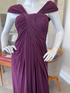 Donna Karan Vintage 1990's Purple Jersey Draped Evening Dress