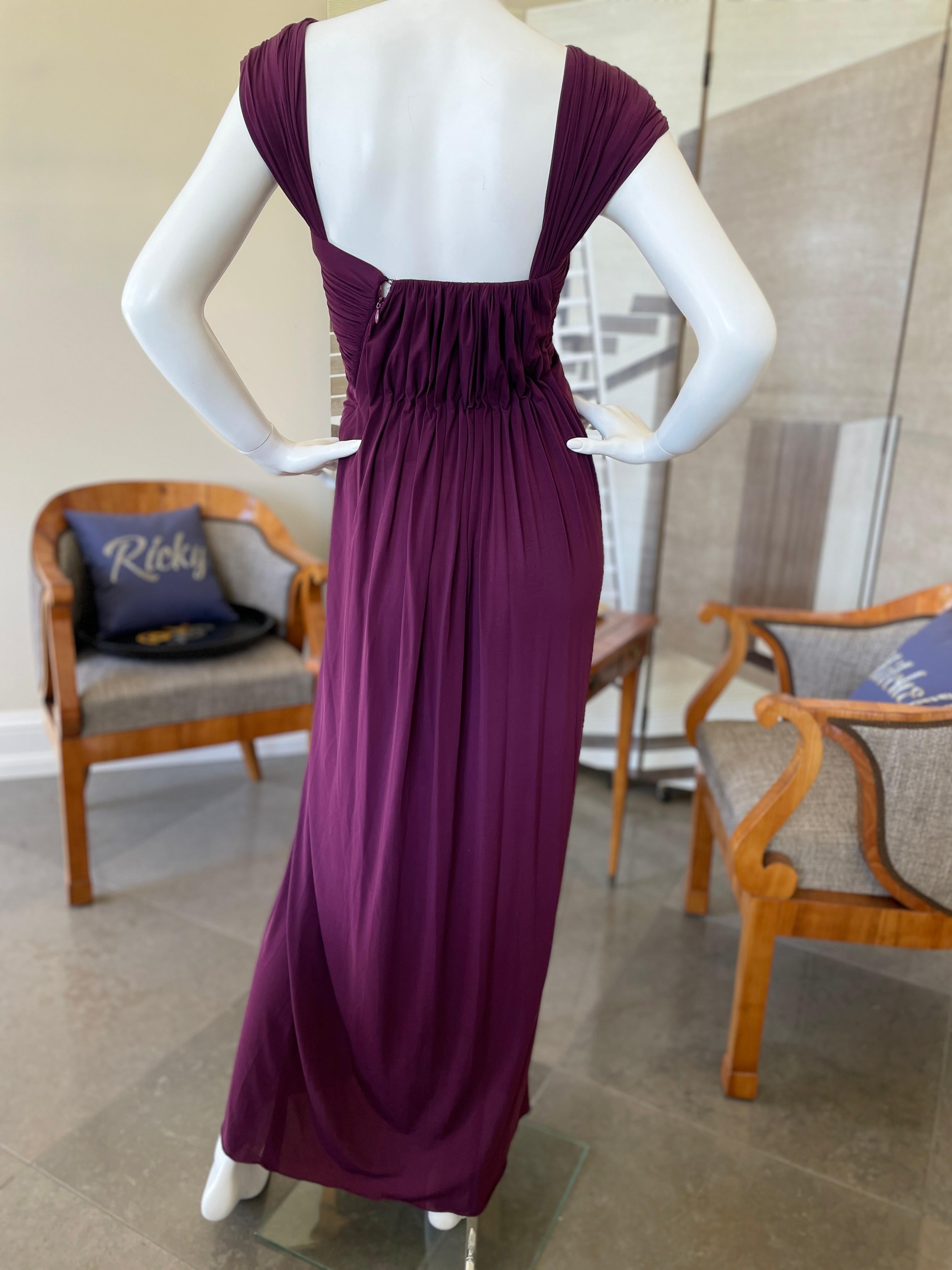 Donna Karan Vintage 1990's Purple Jersey Draped Evening Dress For Sale 1