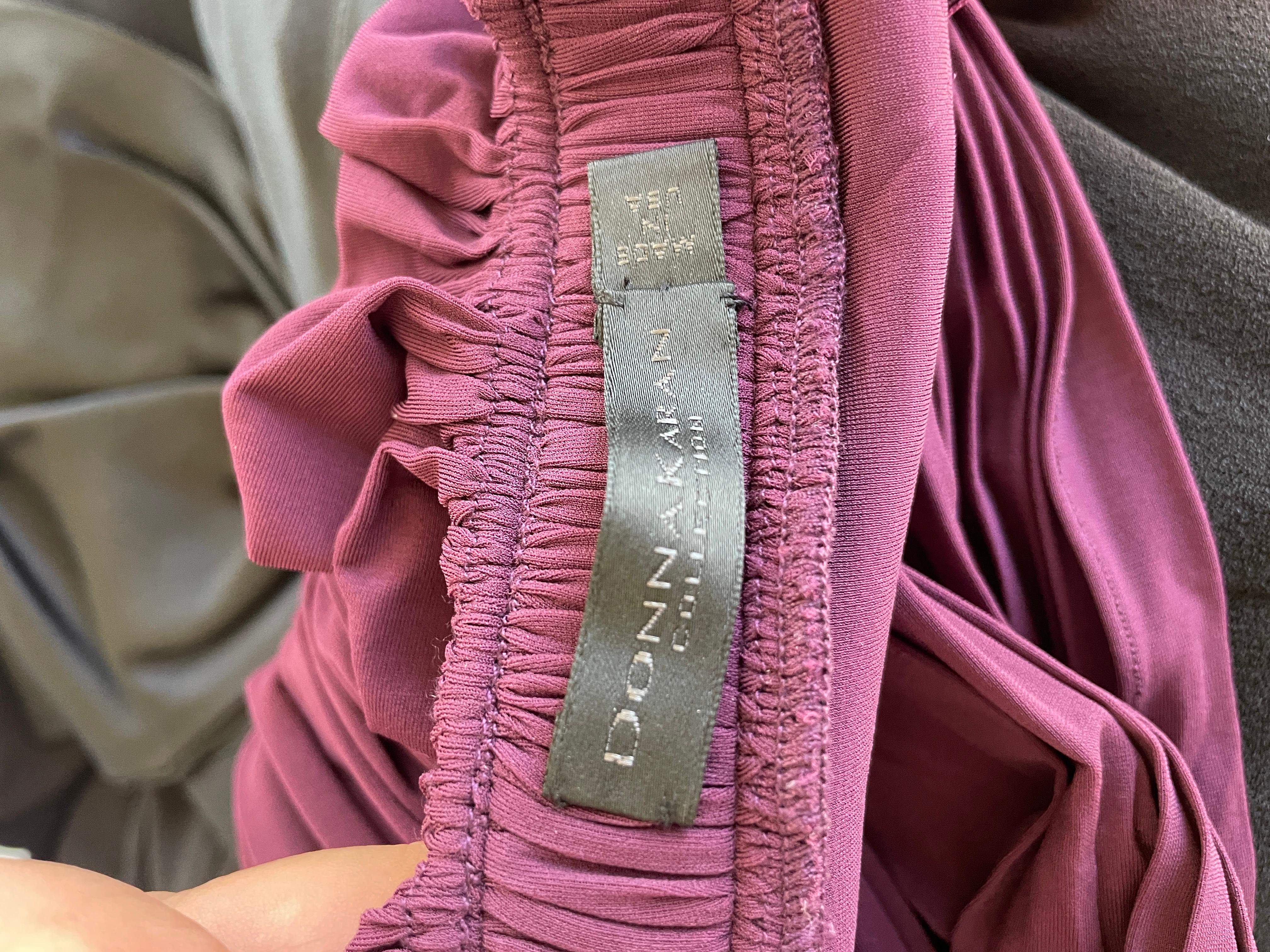 Donna Karan Vintage 1990's Purple Jersey Draped Evening Dress For Sale 2