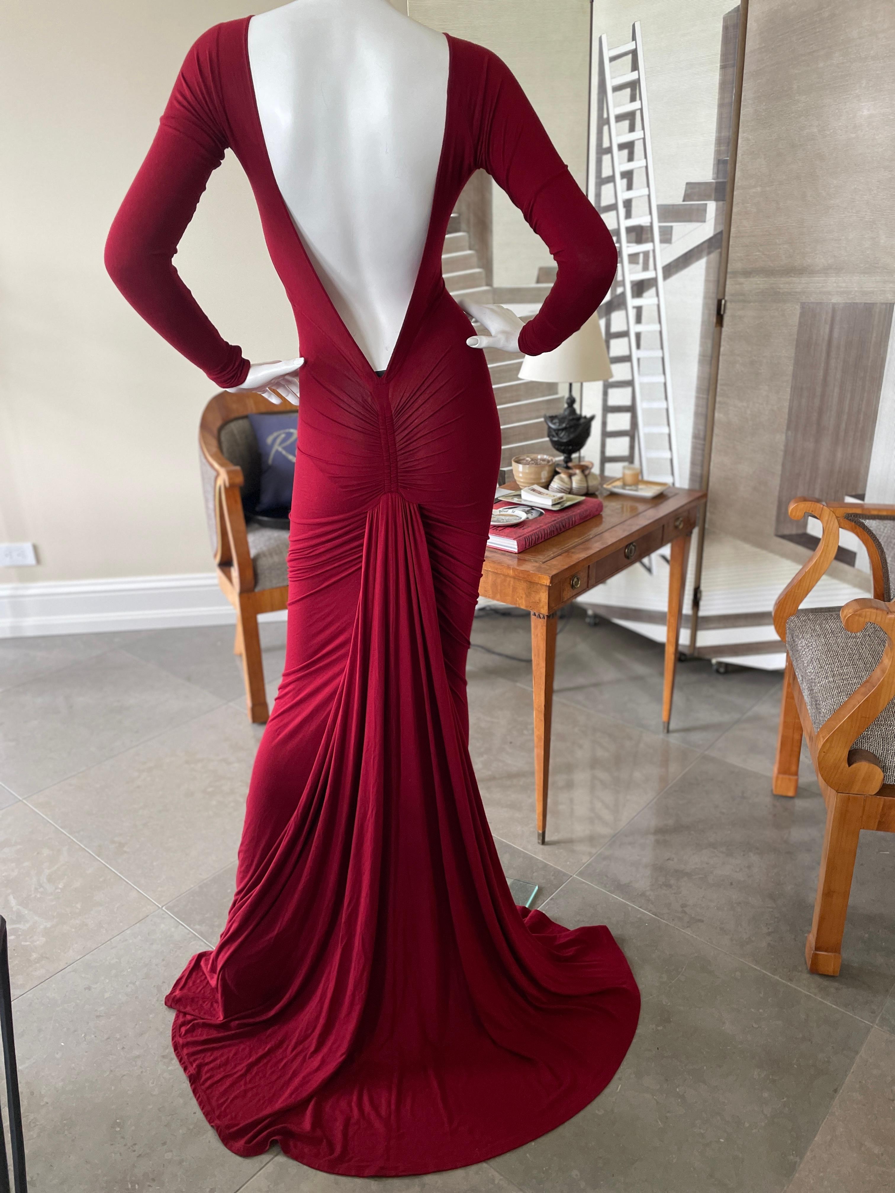 Women's Donna Karan Vintage 1990's  Red Jersey Backless Evening Dress New with Tags