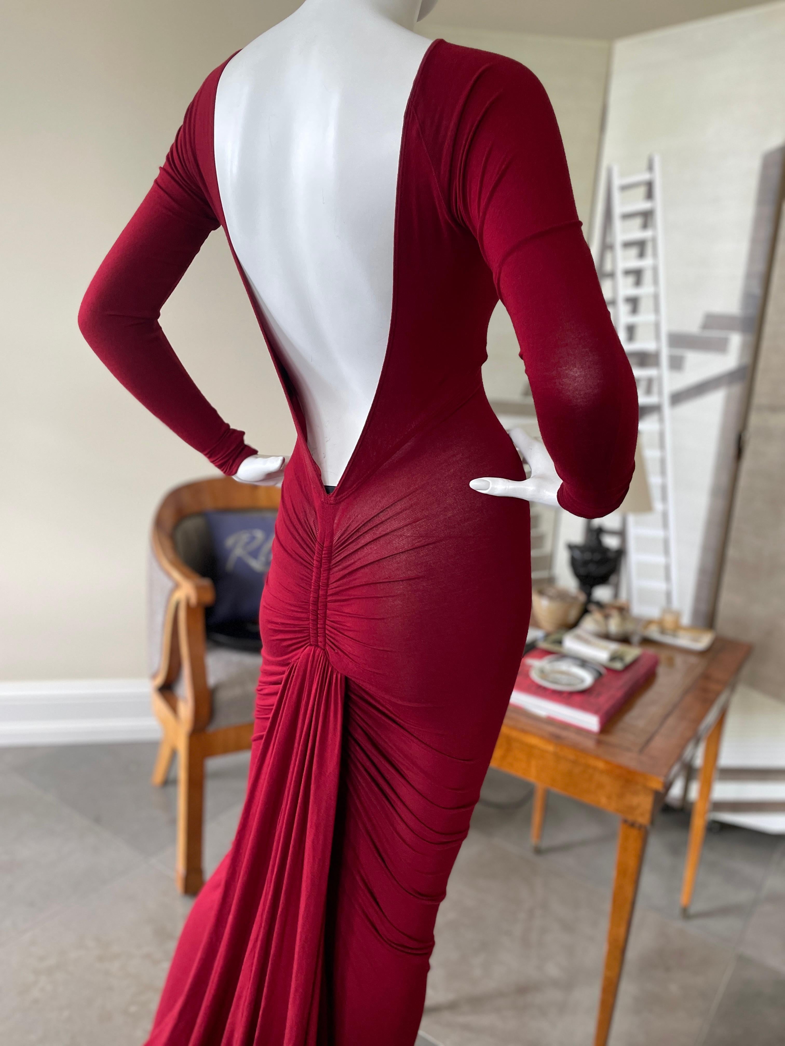 Donna Karan Vintage 1990's  Red Jersey Backless Evening Dress New with Tags 2