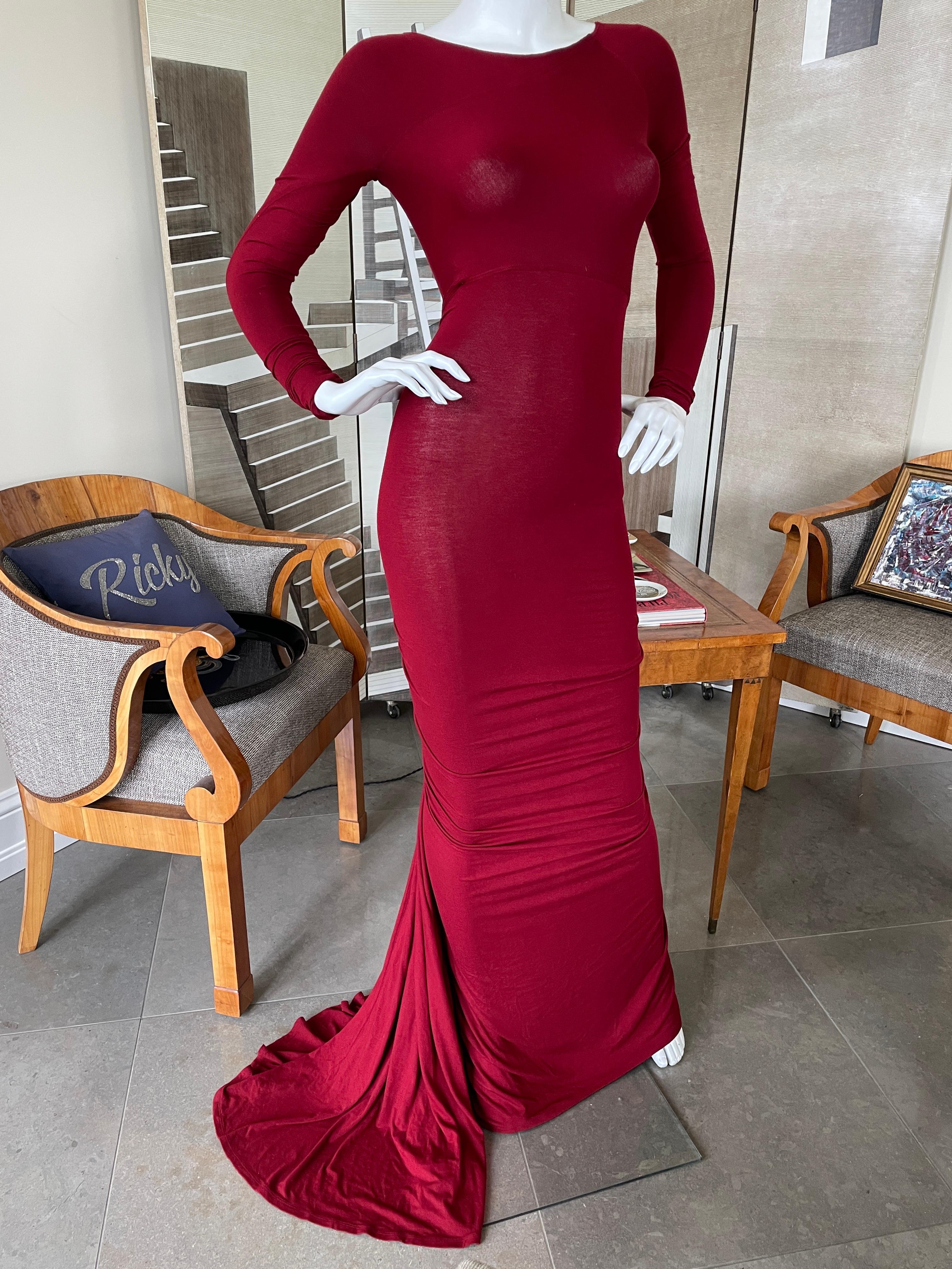 Donna Karan Vintage 1990's  Red Jersey Backless Evening Dress New with Tags 4