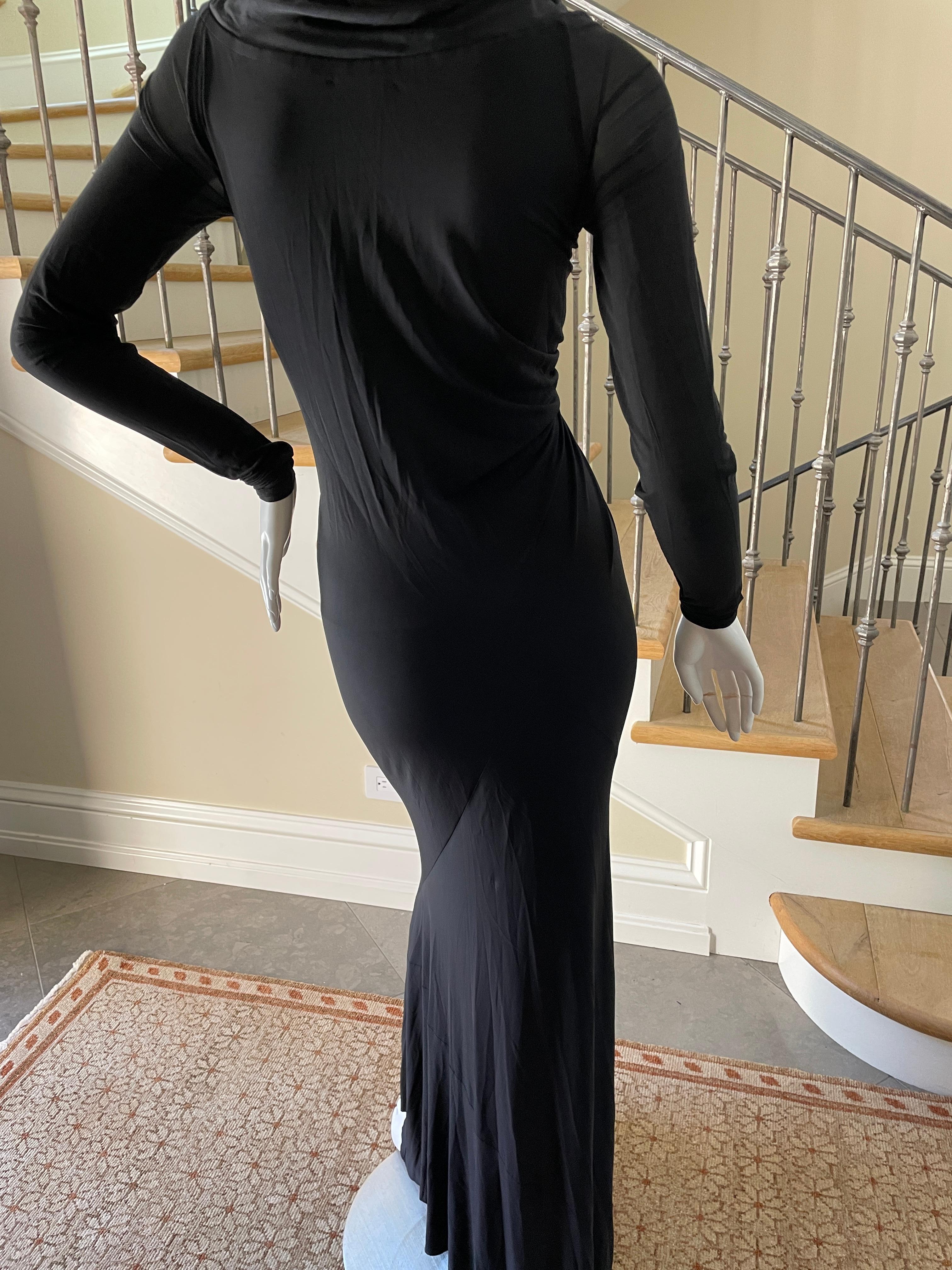Donna Karan Vintage Black Dress w Plunging Neckline & Robert Lee Morris Ornament For Sale 4