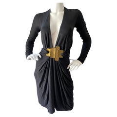 Donna Karan Vintage Black Dress w Plunging Neckline & Robert Lee Morris Ornament