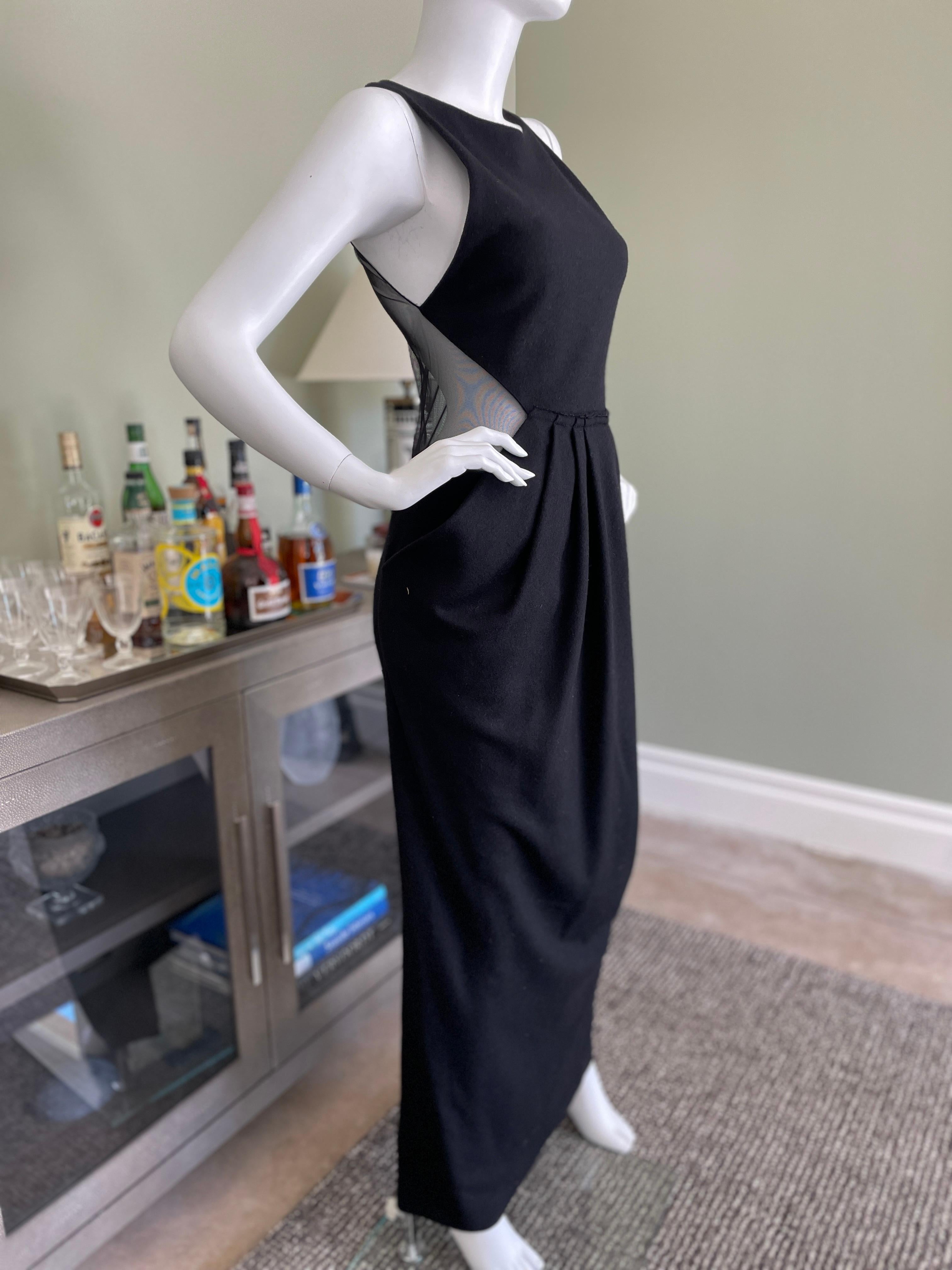 Donna Karan Vintage Black Evening Dress with Sheer Back In Excellent Condition For Sale In Cloverdale, CA