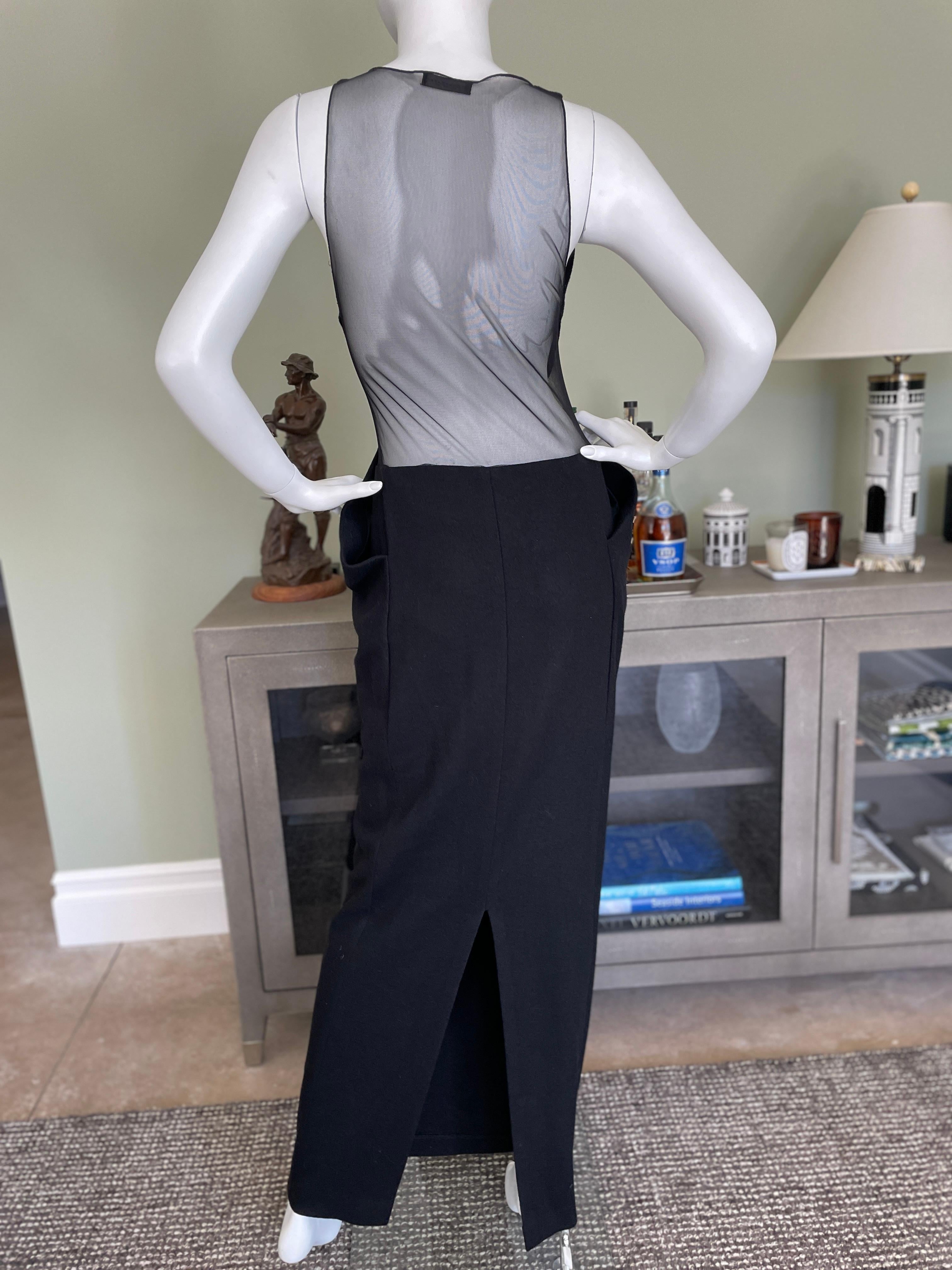 Donna Karan Vintage Black Evening Dress with Sheer Back For Sale 1