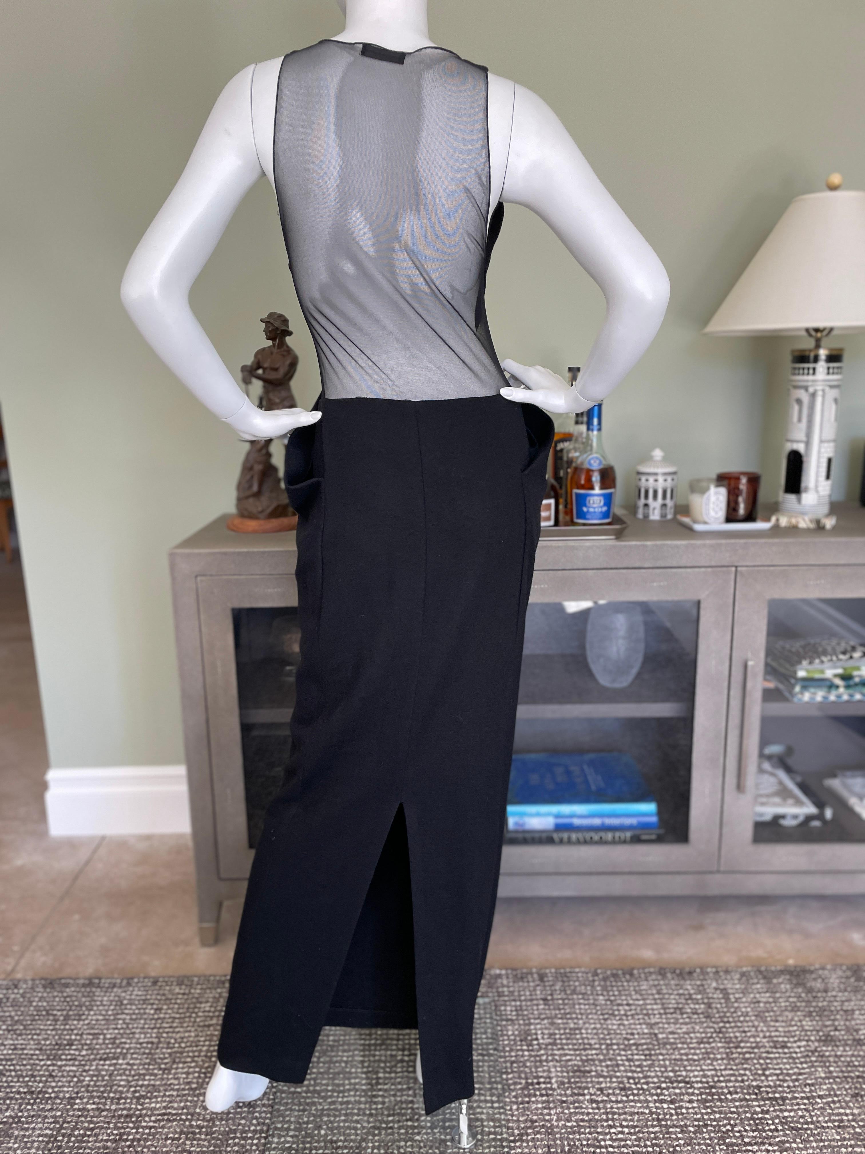 Donna Karan Vintage Black Evening Dress with Sheer Back For Sale 2
