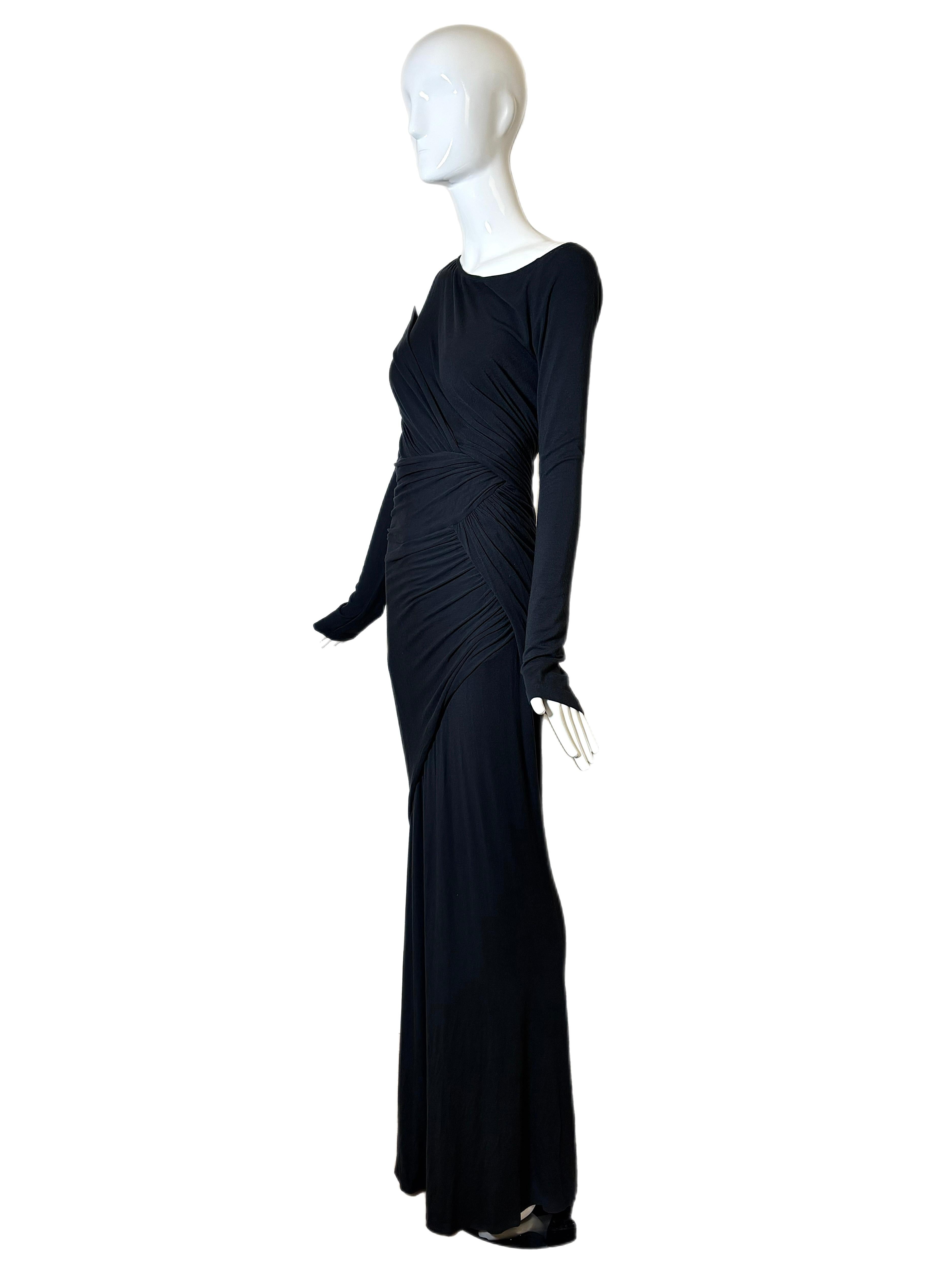 Women's DONNA KARAN Vintage Black Long Sleeve Gown