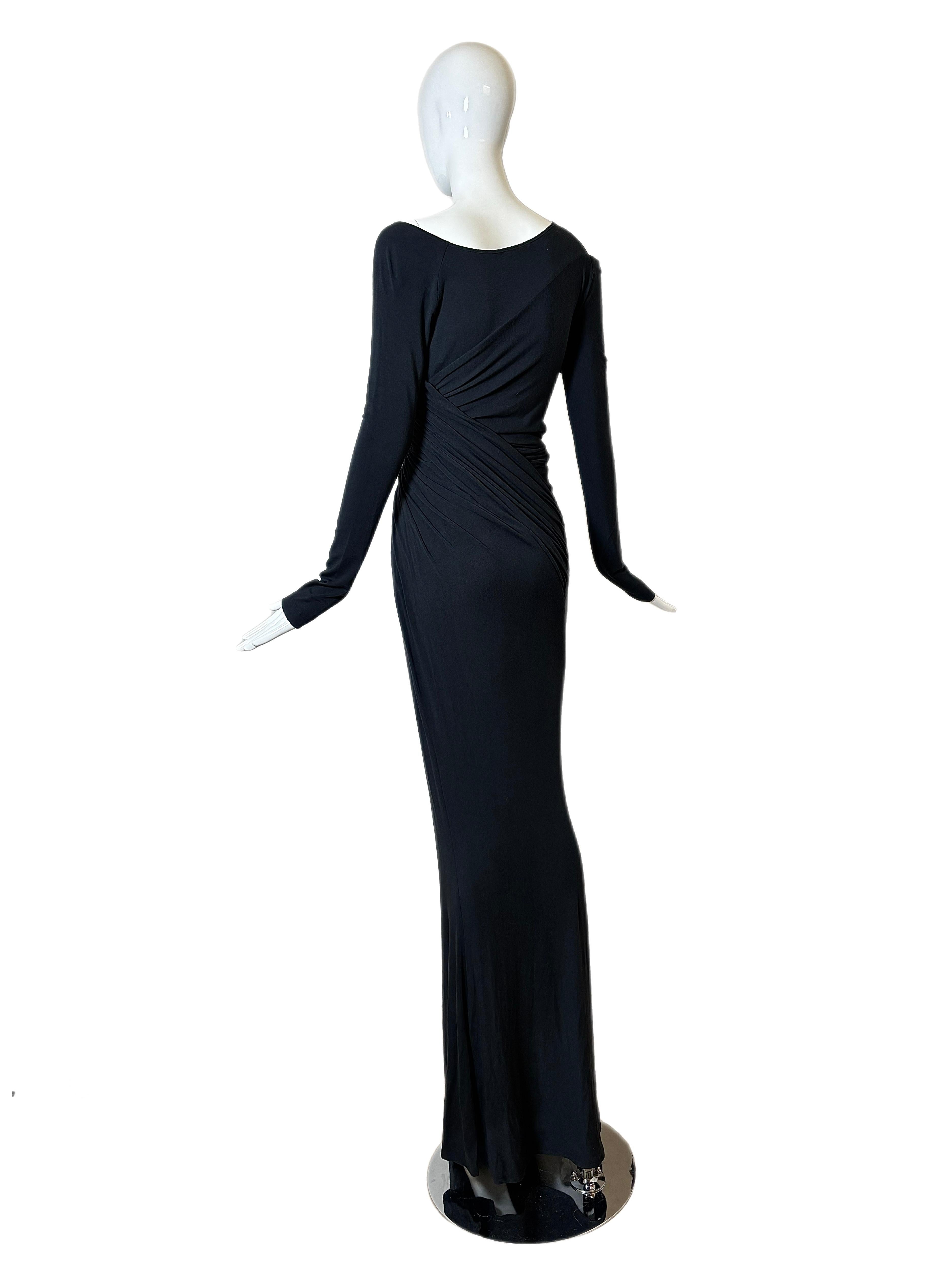 DONNA KARAN Vintage Black Long Sleeve Gown 1