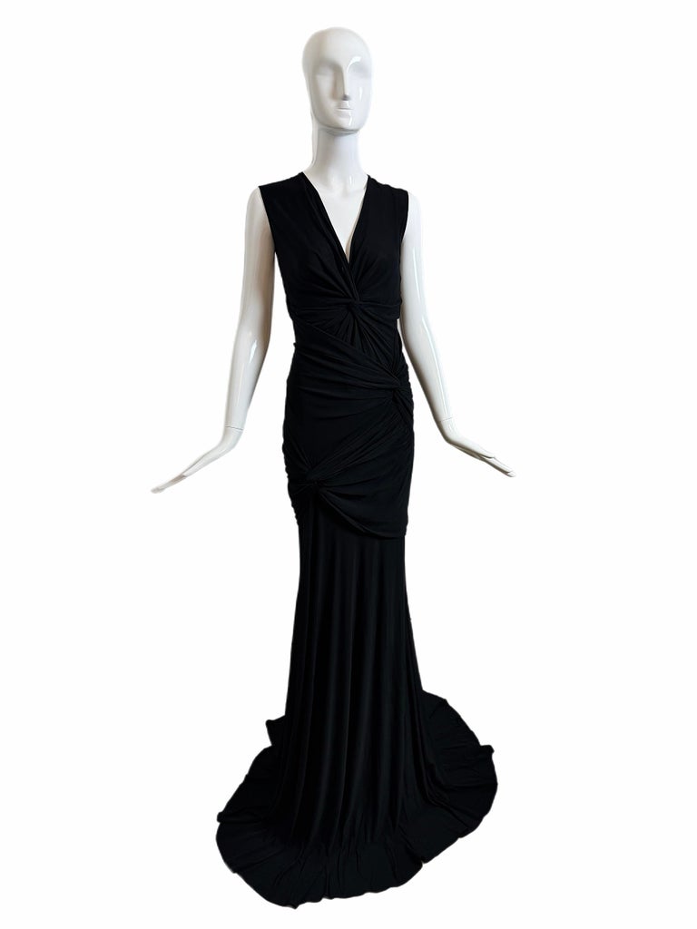 donna karan evening dresses on sale Donna Karan New York Women's Gathered Hardware Sleeveless Jersey Gown - Black