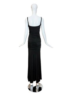 DONNA KARAN Vintage Schwarzes gerafftes geknotetes Abendkleid
