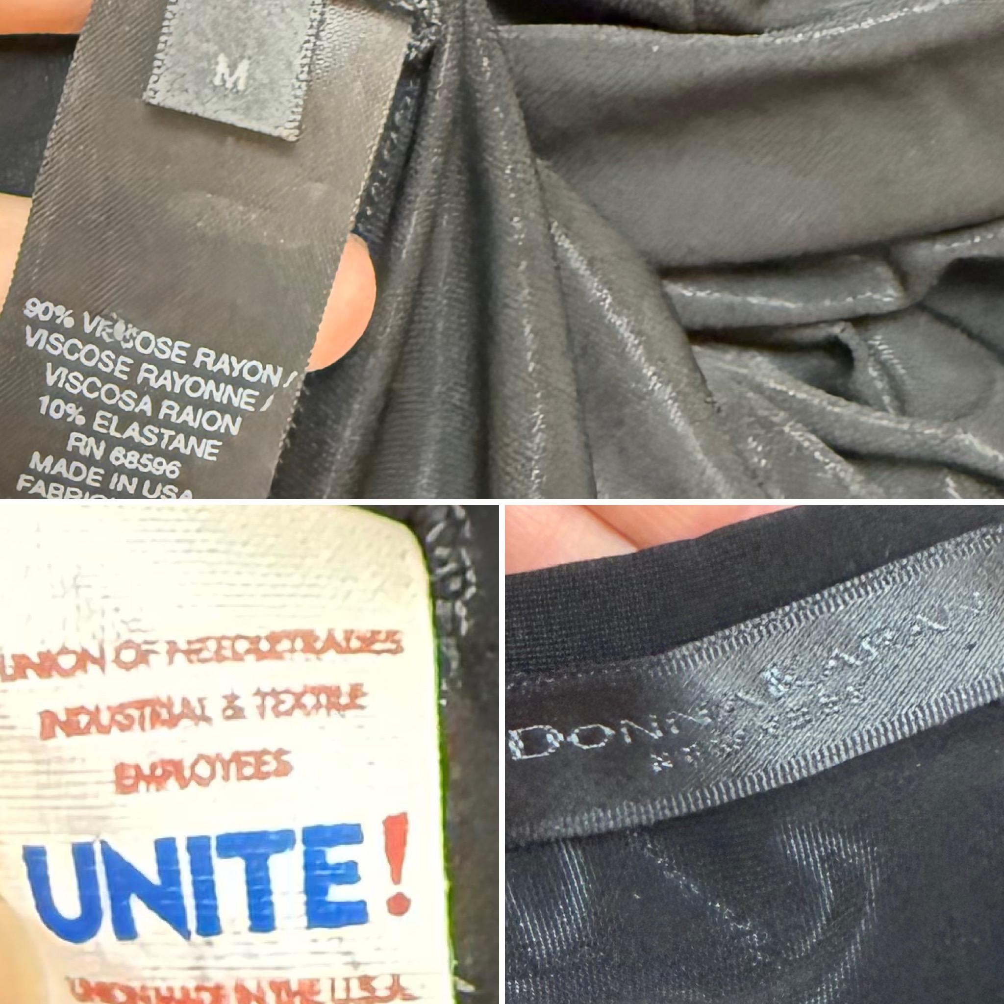 DONNA KARAN Vintage Black Ruched Knotted Evening Gown in vendita 3