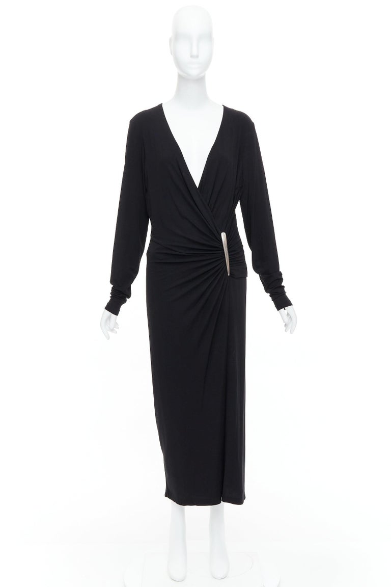 donna karan grey wrap dress Donna Karan Women's Long Sleeve Wrap Satin Midi Dress in Shadow PINK main image 0