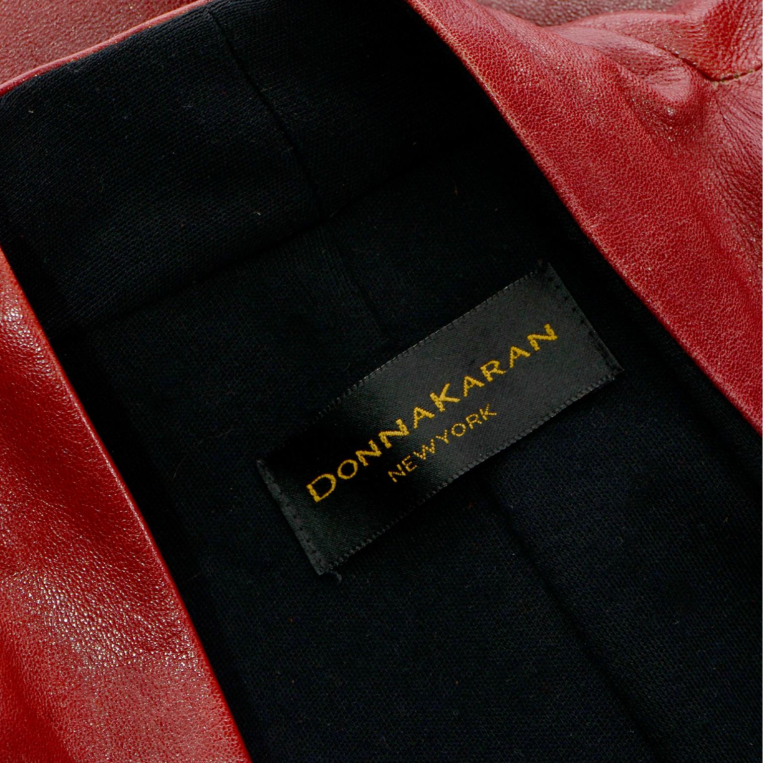 Donna Karan Vintage Cordovan Brown Leather Swing Coat with Wool Lining 2
