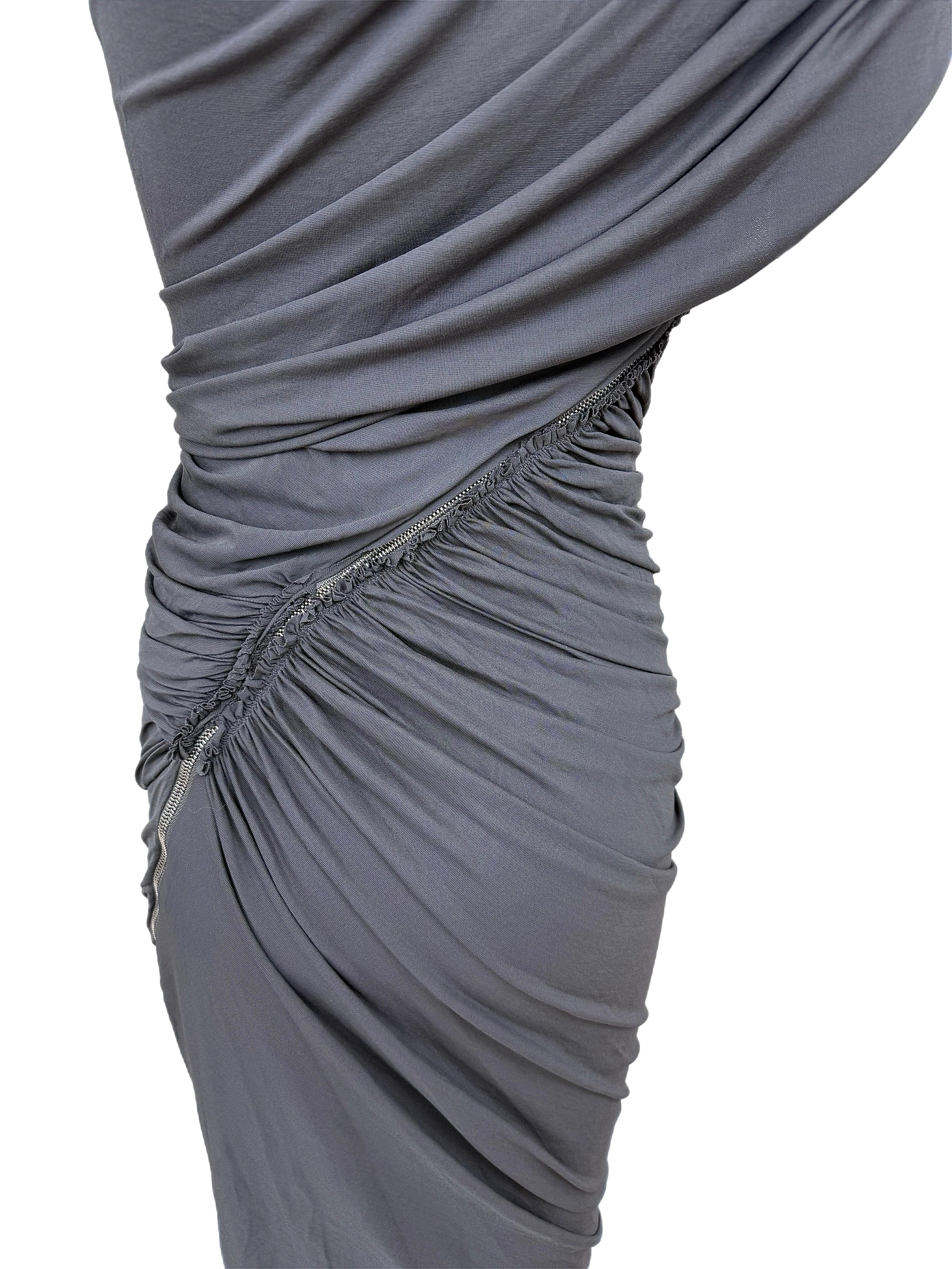 De las mujeres DONNA KARAN Vestido gris vintage con cremallera y fruncido en venta