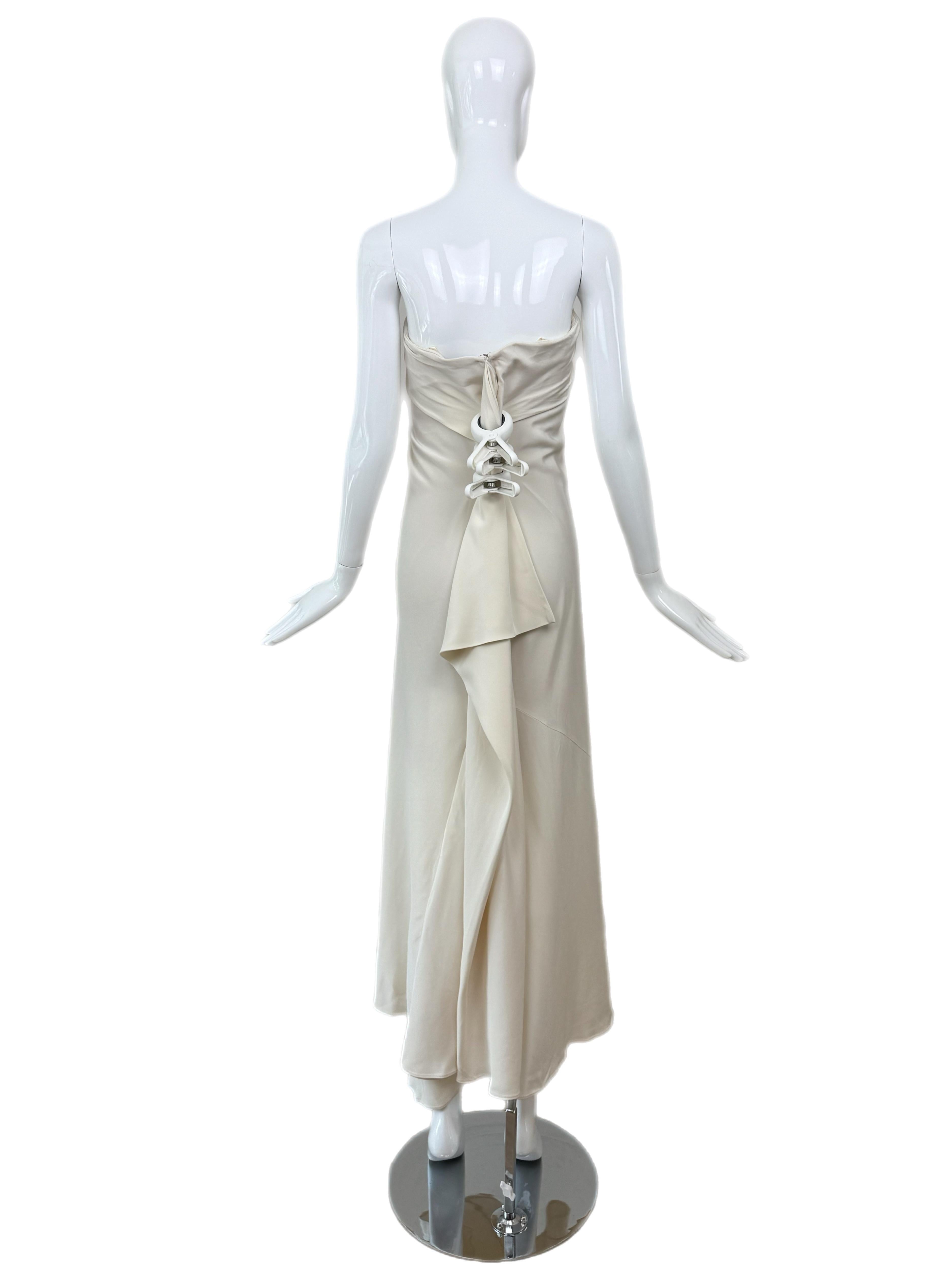 DONNA KARAN Vintage Ivory Silk Strapless Wedding Bridal Dress (Robe de mariée sans bretelles en soie) Excellent état - En vente à Leonardo, NJ