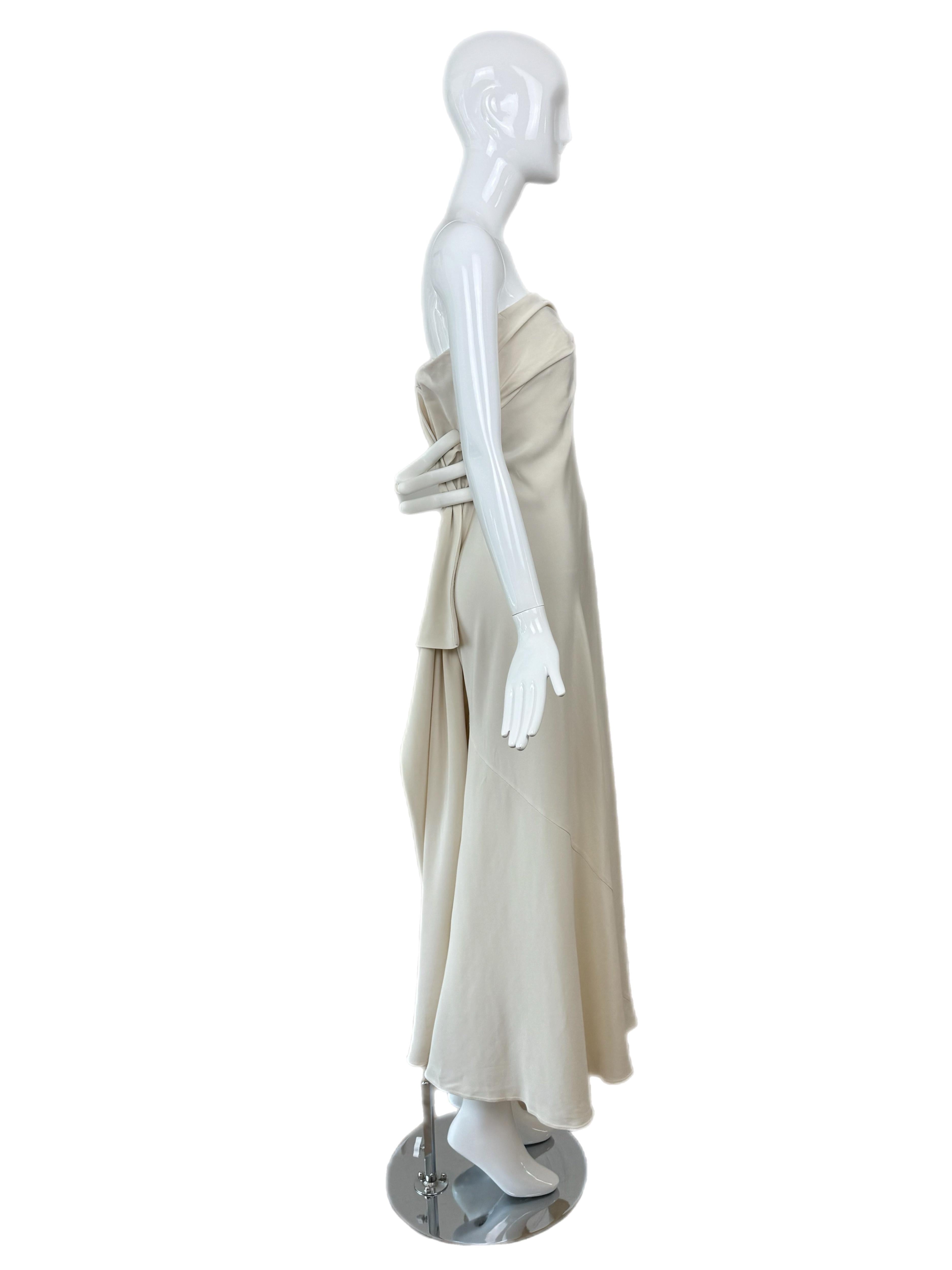 DONNA KARAN Vintage Ivory Silk Strapless Wedding Bridal Dress (Robe de mariée sans bretelles en soie) Pour femmes en vente