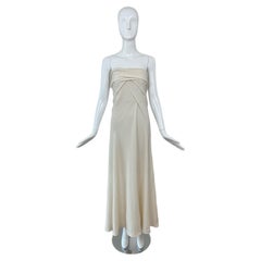DONNA KARAN Vintage Ivory Silk Strapless Wedding Bridal Dress (Robe de mariée sans bretelles en soie)