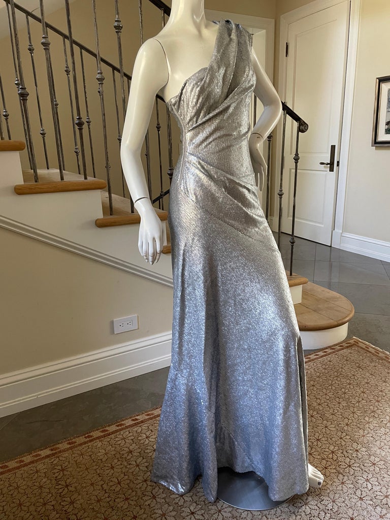 Donna Karan Vintage Matte Silver Sequin One Shoulder Evening Dress For Sale  at 1stDibs | donna karan vintage dress, donna karan evening dresses,  vintage silver dress
