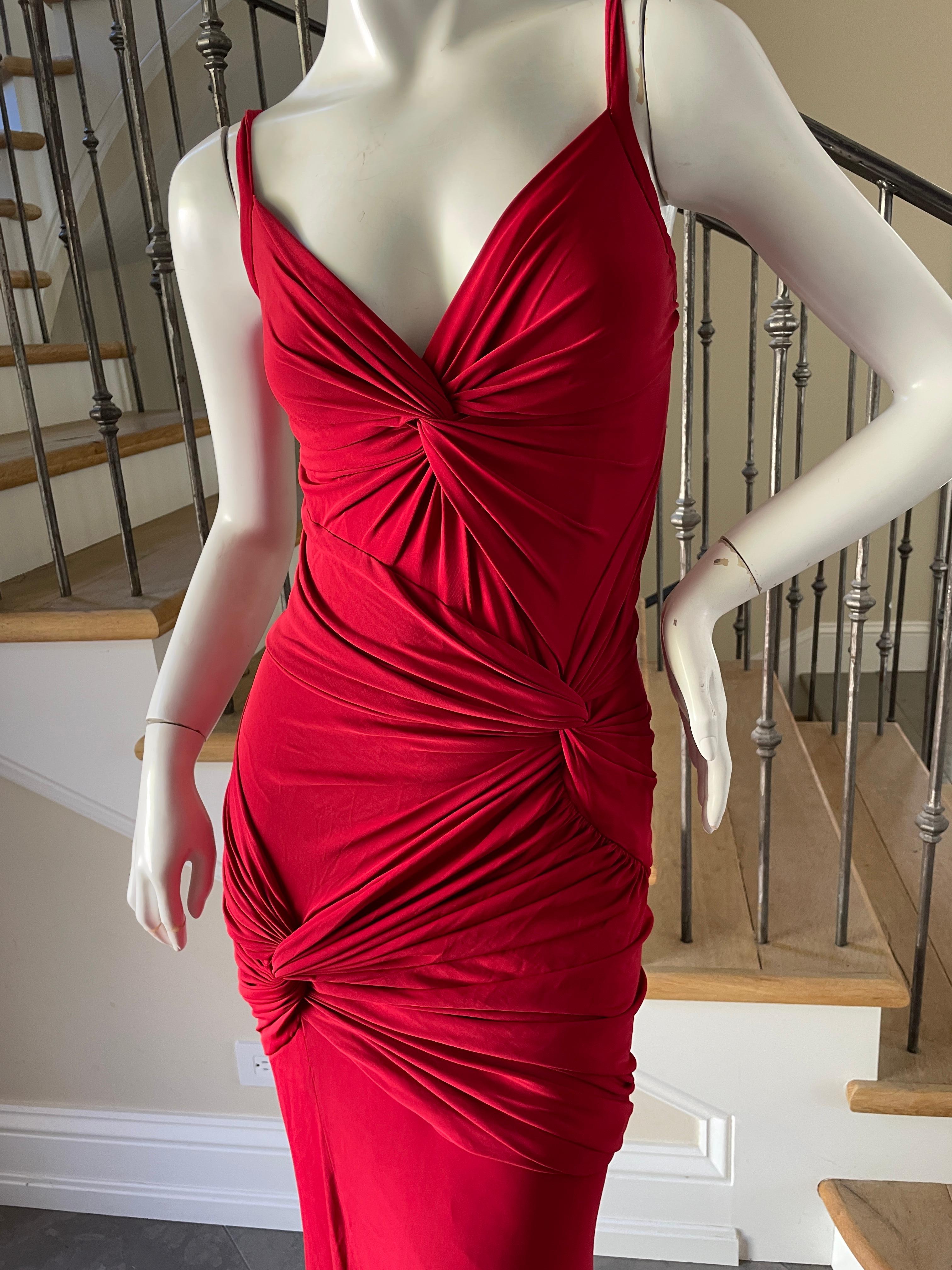 Donna Karan Vintage Red Knotted Cocktail Dress
 Size M
Bust 34