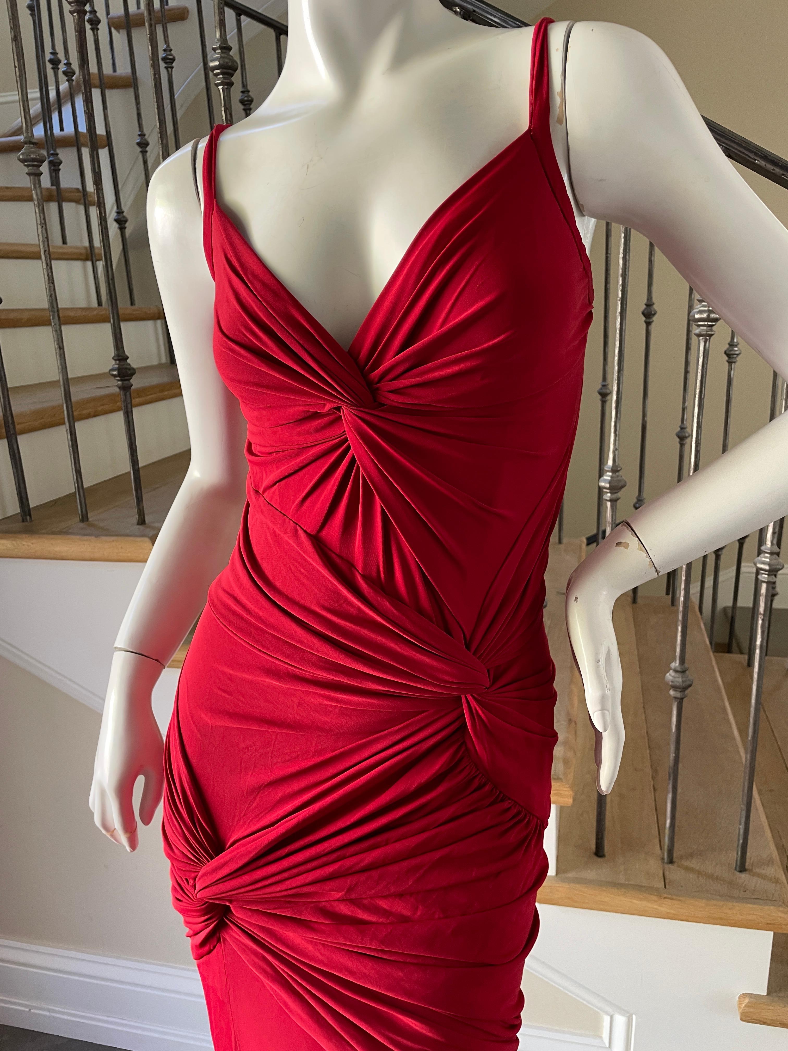 Donna Karan Vintage Rotes Knoten-Cocktailkleid im Zustand „Hervorragend“ im Angebot in Cloverdale, CA