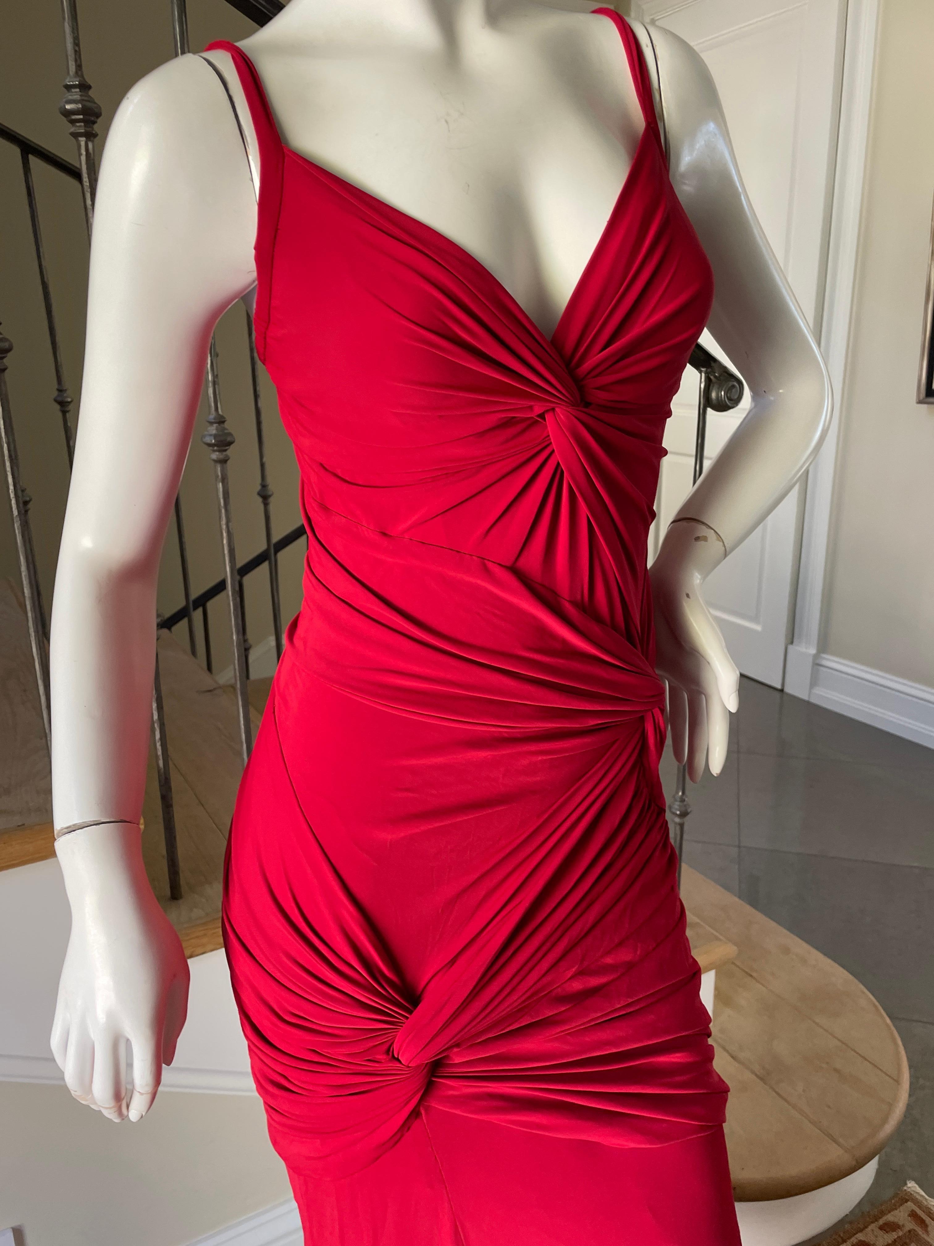 Donna Karan Vintage Red Knot Cocktail Dress In Excellent Condition For Sale In Cloverdale, CA