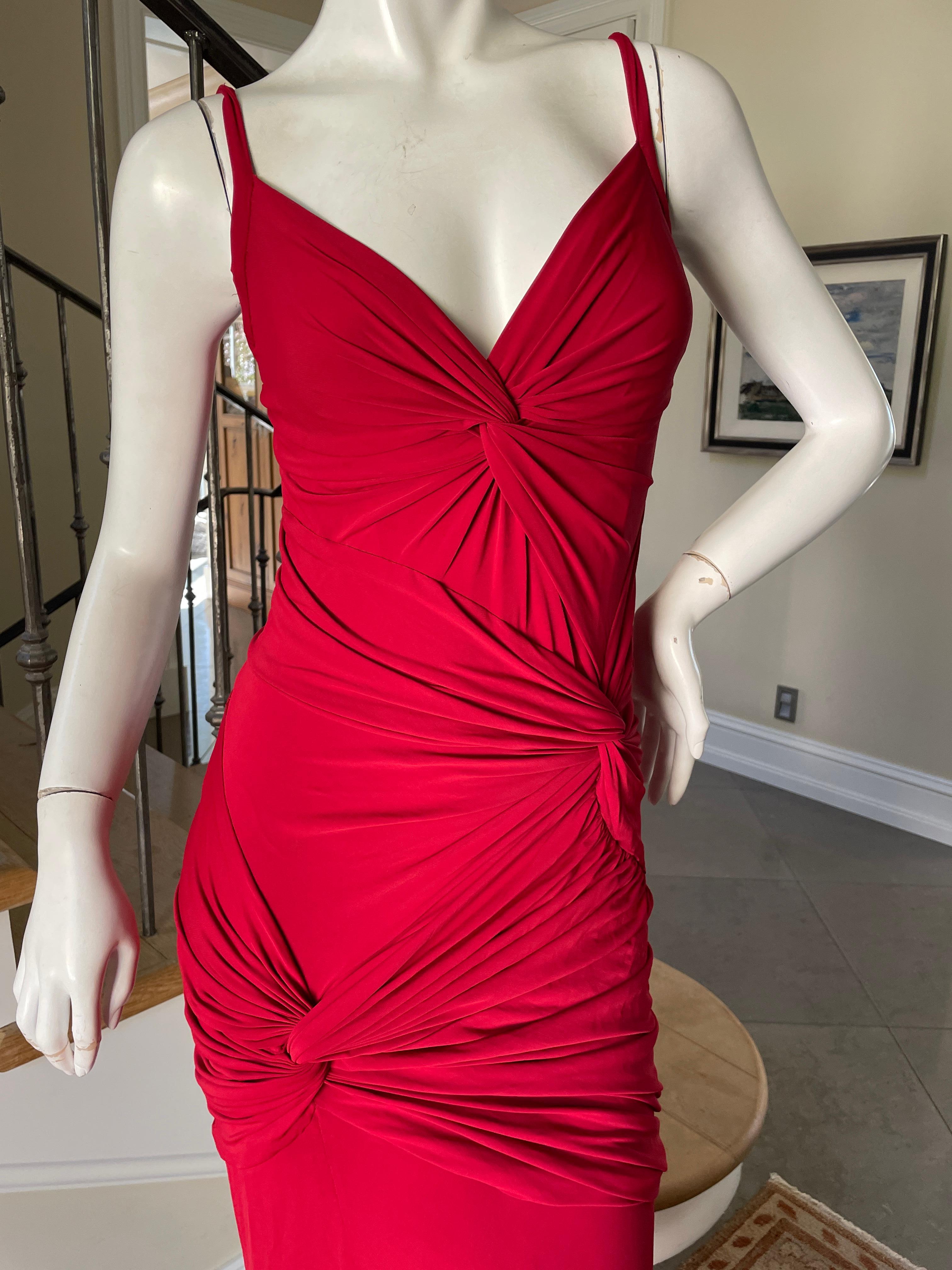 Donna Karan Vintage Red Knot Cocktail Dress For Sale 1