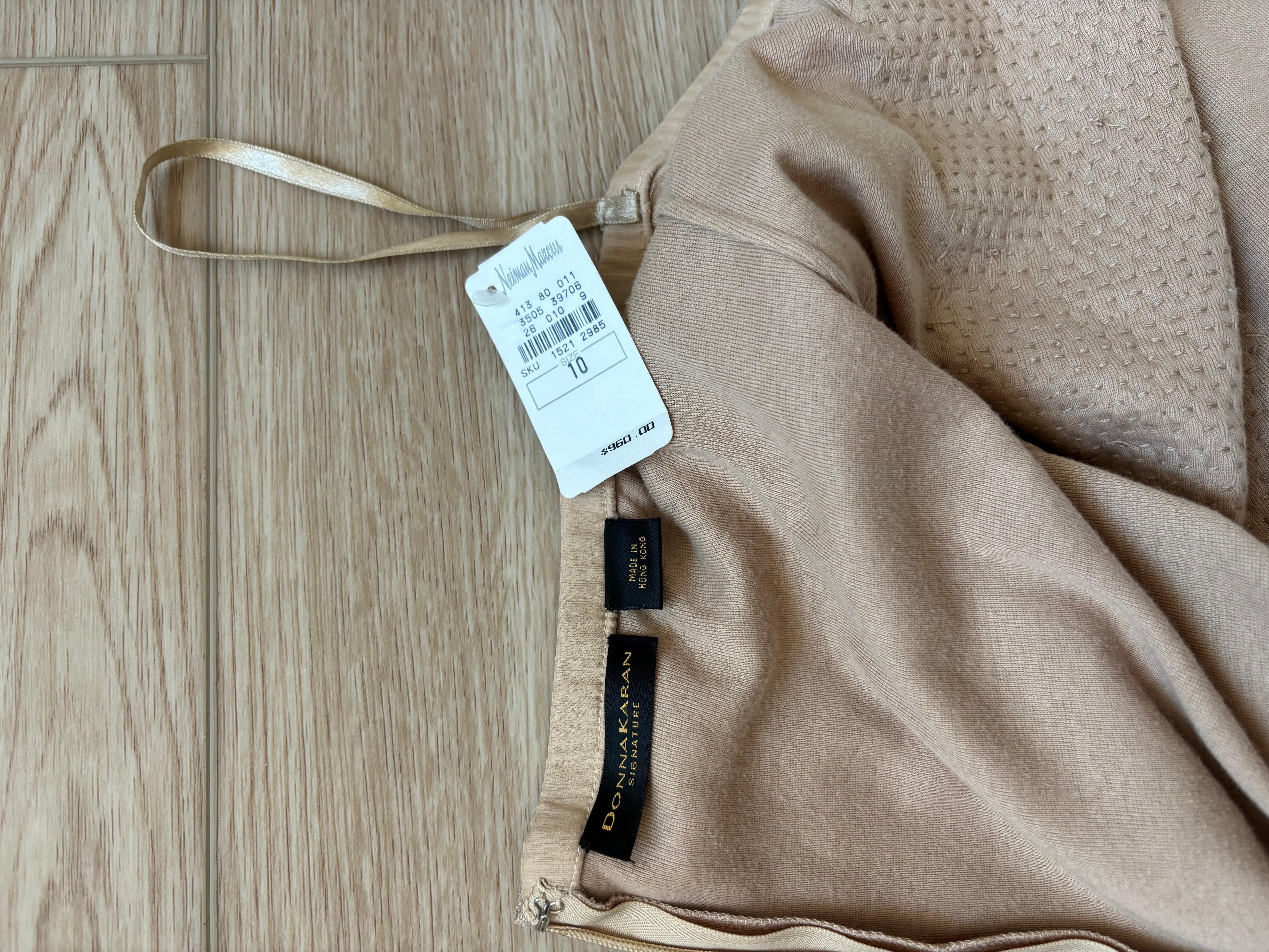 DONNA KARAN Talla 10 Sujetado a Maniquí Vestido Vintage Embellecedor Arena en venta 1
