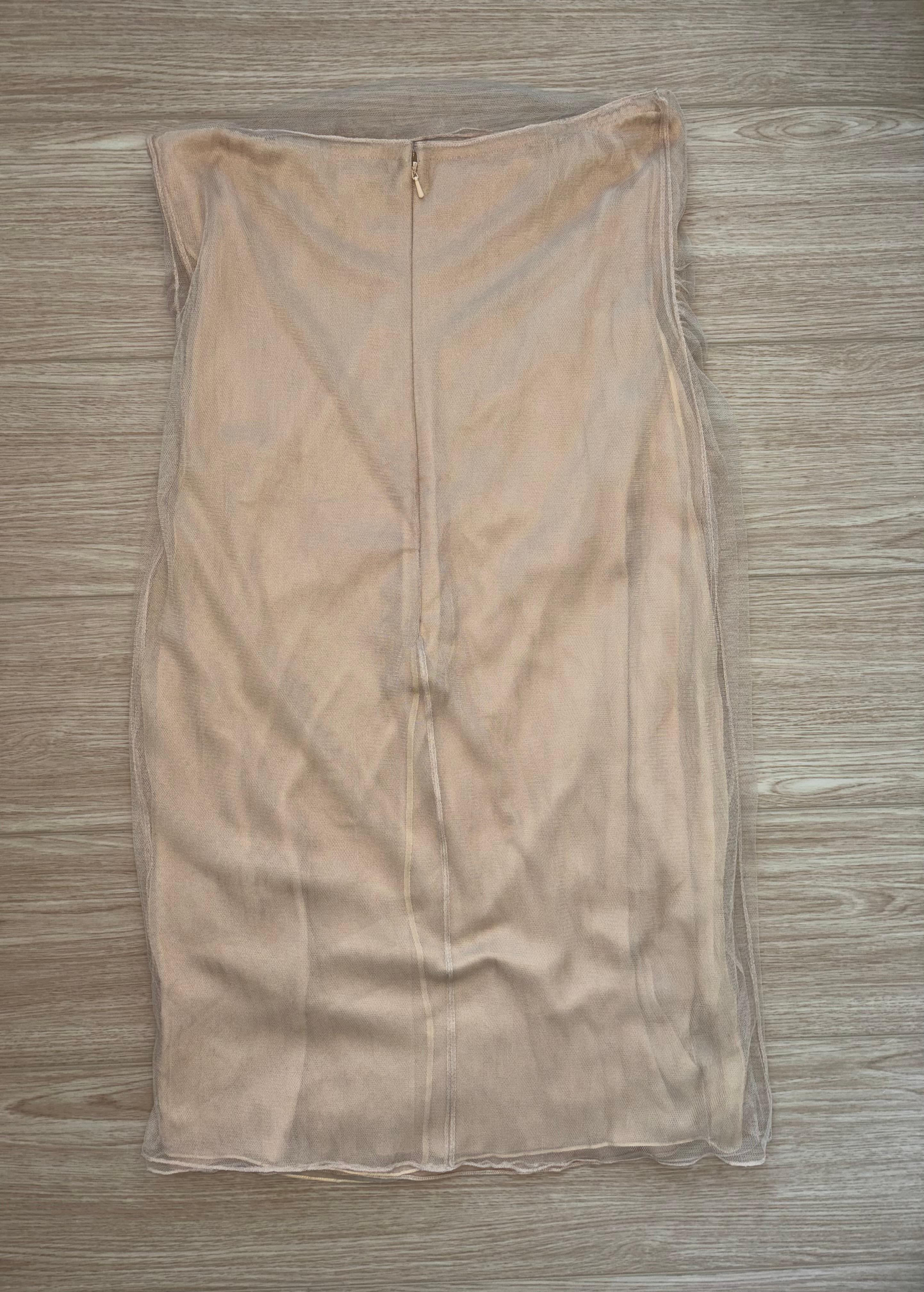 DONNA KARAN Talla 10 Sujetado a Maniquí Vestido Vintage Embellecedor Arena en venta 3