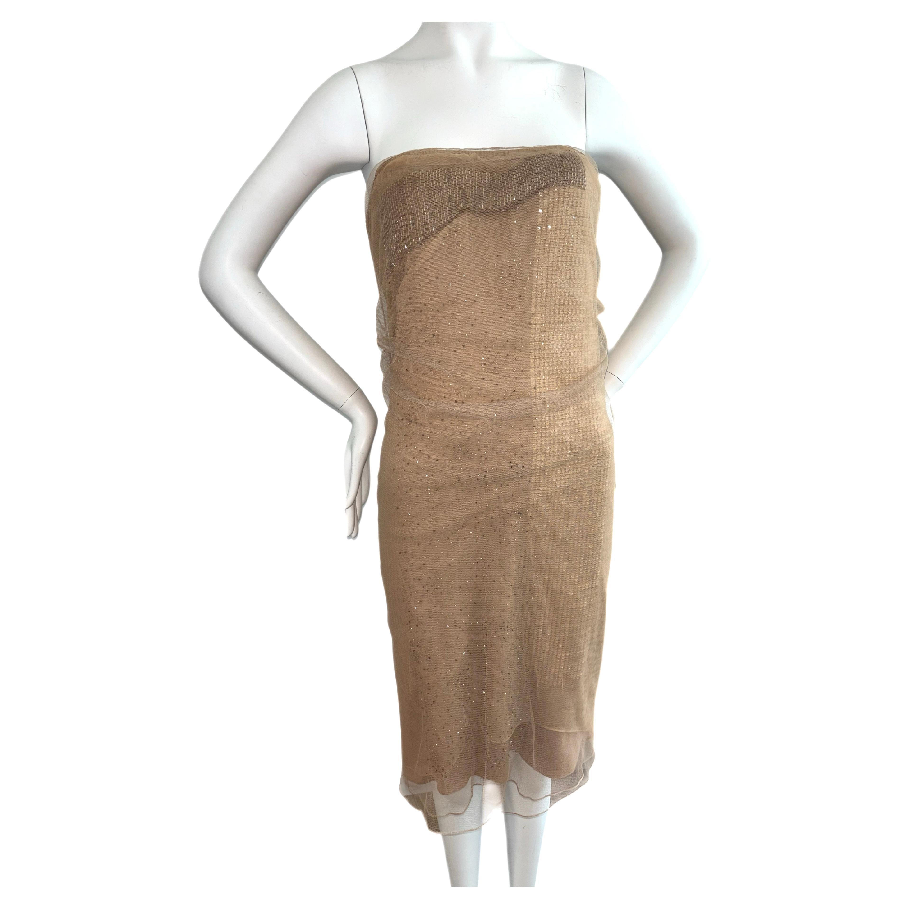 DONNA KARAN Talla 10 Sujetado a Maniquí Vestido Vintage Embellecedor Arena en venta