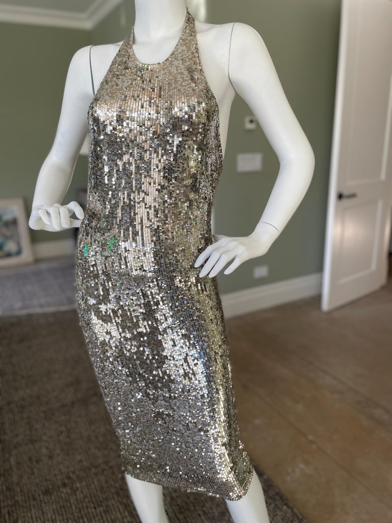 Donna Karan Vintage Silver Sequin Backless Cashmere Cocktail Dress For Sale  at 1stDibs | dkny dresses, donna karan sequin dress, vintage donna karan
