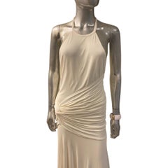 Donna Karen New York Collection White Jersey Draped Halter Dress RARE Size Med