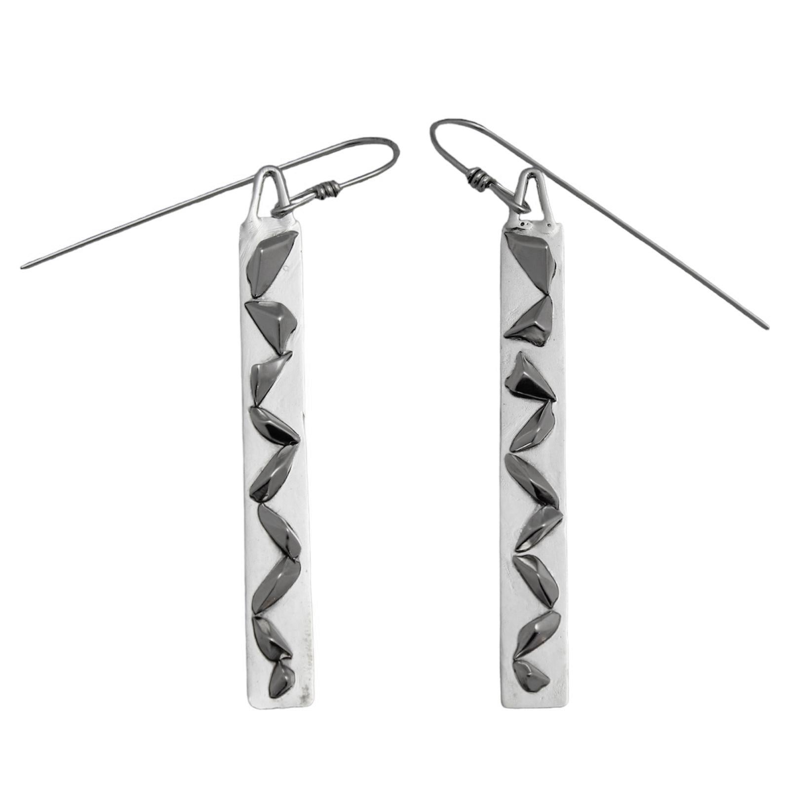 Rectangle Jagged Earrings - Sculpture by Donna Martinez
