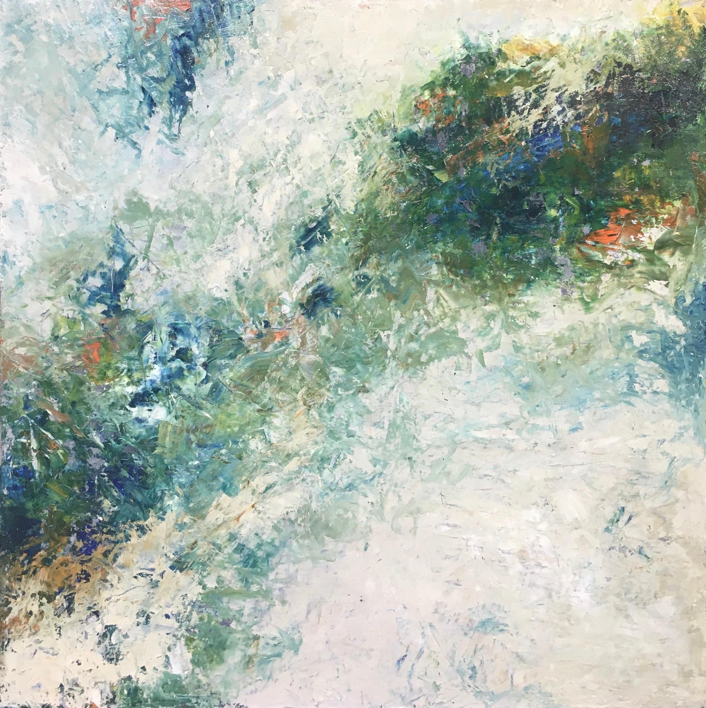 Reaching for You triptyque  - Gris Abstract Painting par Donna McGinnis
