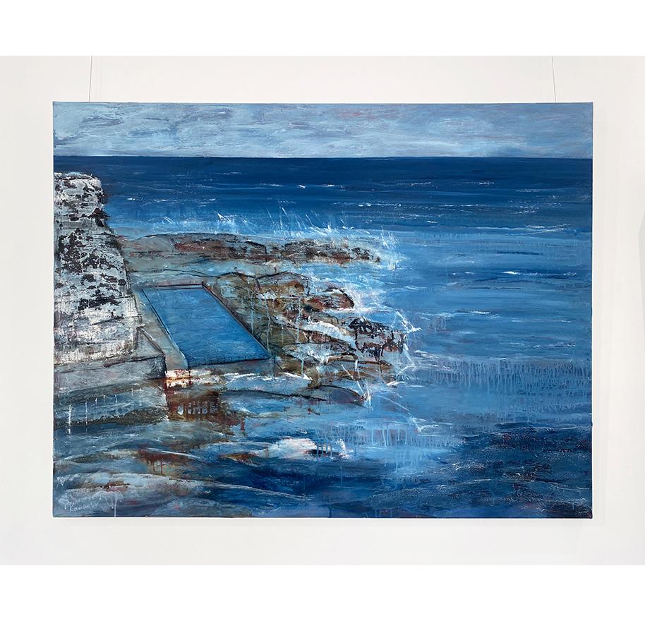 Donna Ravenscroft Landscape Painting – Ozean-Pool