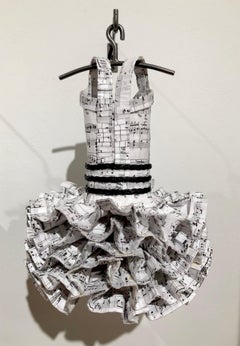 Don't Rain On My Parade, Black and White Music Themed Dress Sculpture