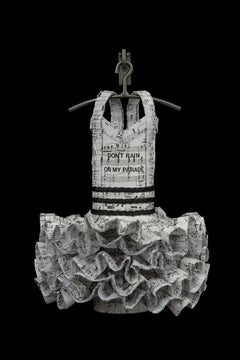 Don't Rain On My Parade, Black and White Music Themed Dress Sculpture