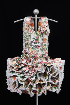 Dress Sculpture, Recycled Used Botanical Books, Large Scale