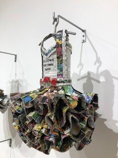 Dress Sculpture, flower papers, Follows Her Own Path