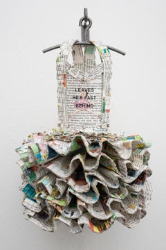 Sculpture, paper sculpture, "Leaves Her Past Behind", Used books, mixed media