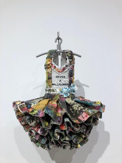 Dress Sculpture, flower papers, Never a Wallflower