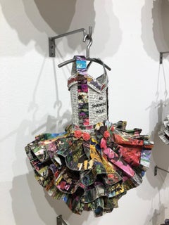 Dress Sculpture, flower papers, No Shrinking Violet
