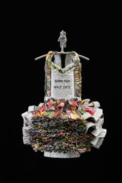 Used Dress Sculpture, flower papers, Sows Her Wild Oats