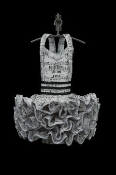Used This Girl Is On Fire, Black and White Music Themed Dress Sculpture