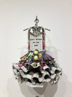Dress Sculpture, flower papers, Won't Wither on the Vine
