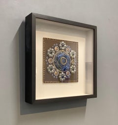 Guinnevere - Brown Gold Mixed Media Textile Mandala Flower Buttons Jewelry, 2013