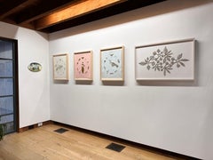 Hitkwike Green River - Tessile botanico a mediazione mista Grigio Avorio Oro Foglie 2021