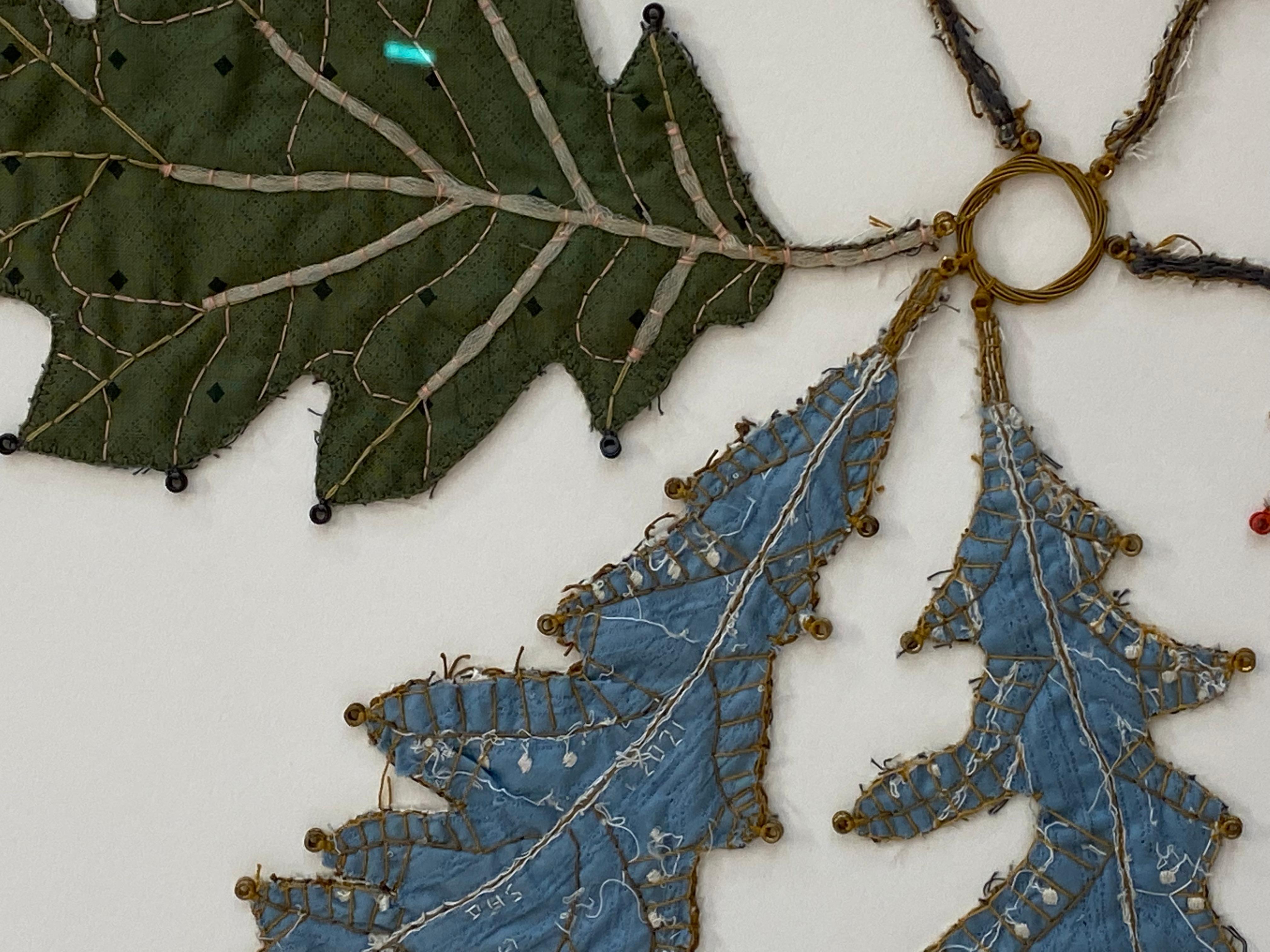Hitkwike Pocantico River - Contemporary Mixed Media Botanical Textile Leaves 7