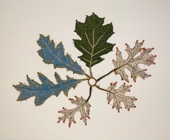 Hitkwike Pocantico River - Contemporary Mixed Media Botanical Textile Leaves