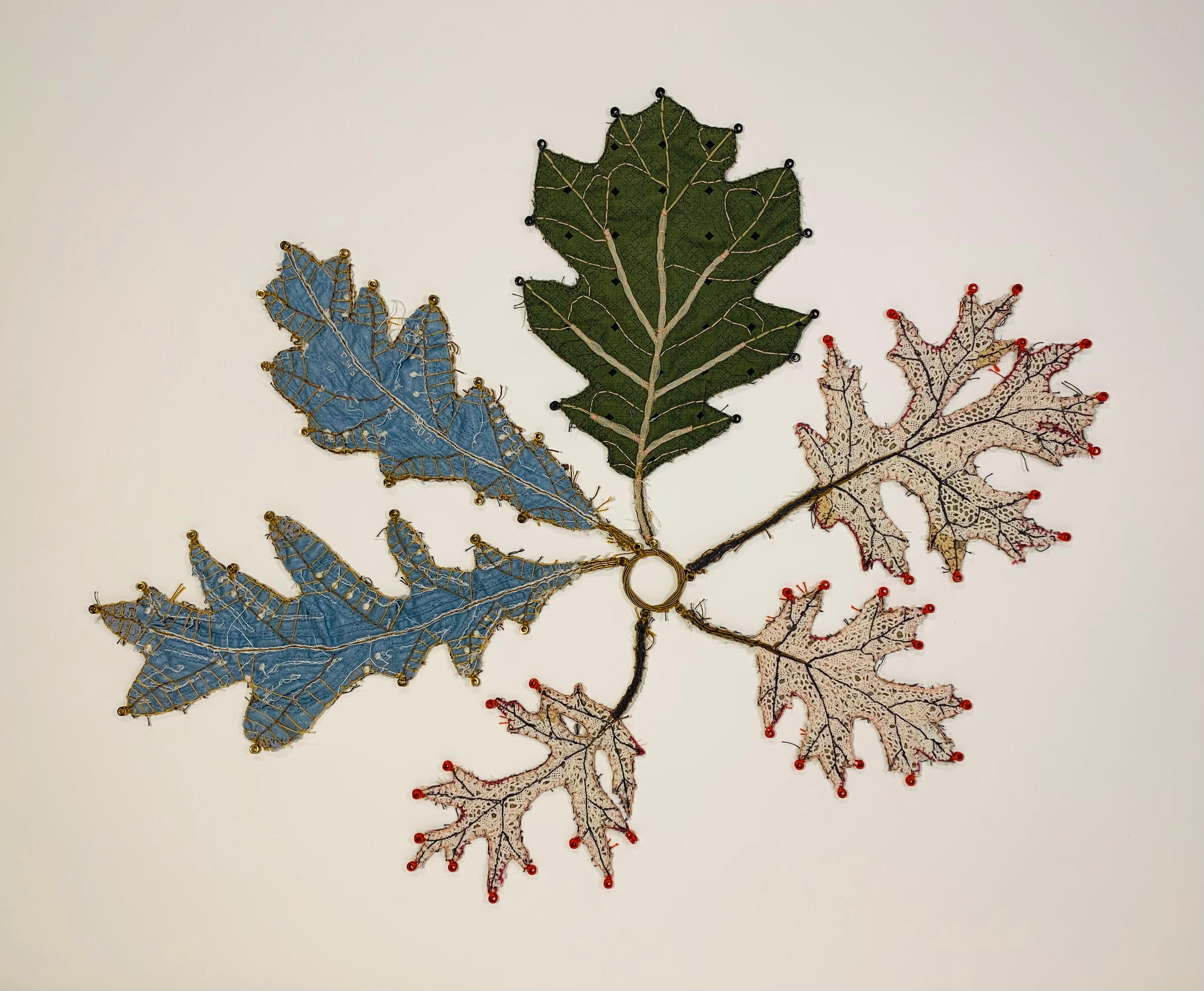 Hitkwike Pocantico River - Contemporary Mixed Media Textile Plant Leaves, 2021